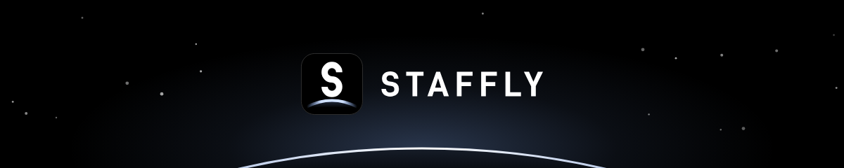 Staffly email header, dark